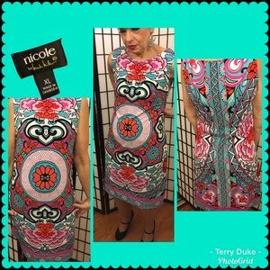 🎁XL Nicole Miller bright boho dress